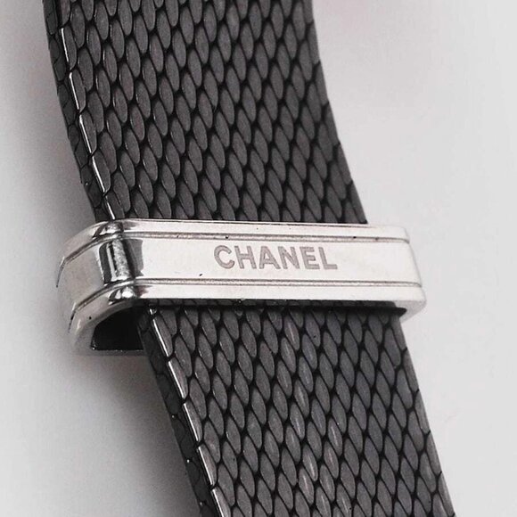 Chanel Black Tweed Metal and Diamonds Quartz Watch - Picture 5 of 8